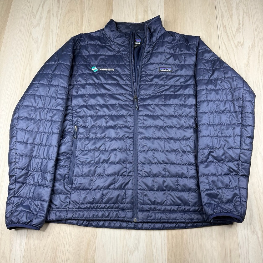 Patagonia Nano Puff Jacket Quilted Full Zip Men's Size XL Navy Blue Logo